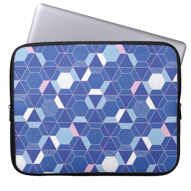 Hexagoner, trianglar: geometrisk abstrakt mönster. laptop fodral (Framsidan)