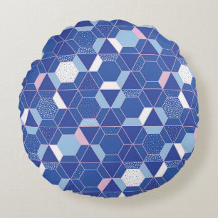Hexagoner, trianglar: geometrisk abstrakt mönster. rund kudde