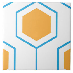 Hexagons abstrakt geometriskt mönster i orange blu kakelplatta