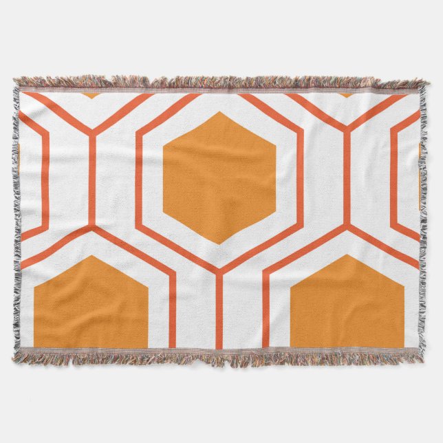 Hexagons abstrakt geometriskt mönster i orange och filt (Framsidan)