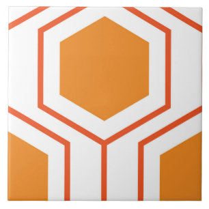 Hexagons abstrakt geometriskt mönster i orange och kakelplatta