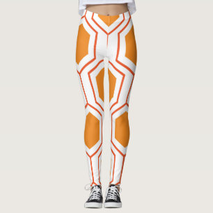 Hexagons abstrakt geometriskt mönster i orange och leggings