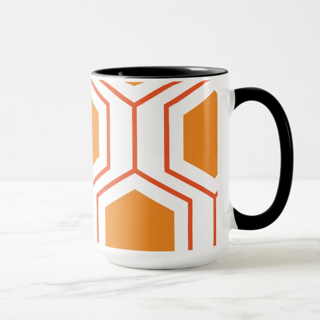 Hexagons abstrakt geometriskt mönster i orange och mugg (Höger)
