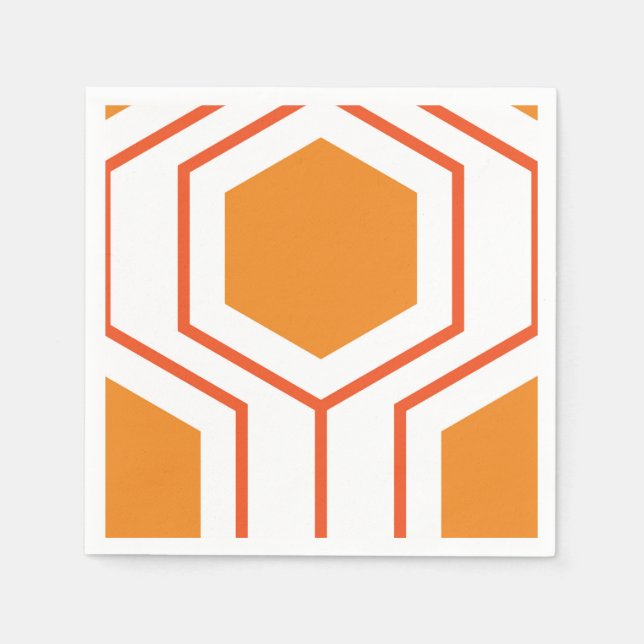 Hexagons abstrakt geometriskt mönster i orange och pappersservett (Framsidan)