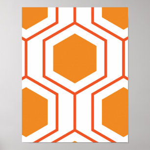 Hexagons abstrakt geometriskt mönster i orange och poster