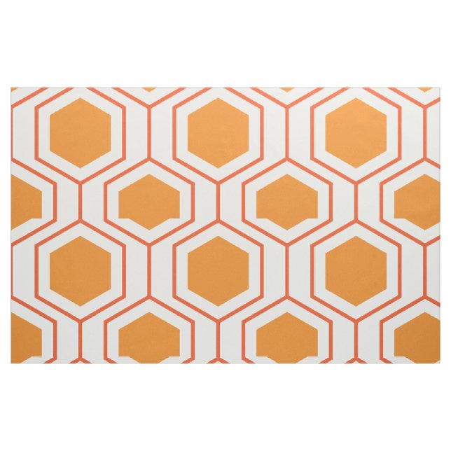 Hexagons abstrakt geometriskt mönster i orange och tyg (Fat Quarter)