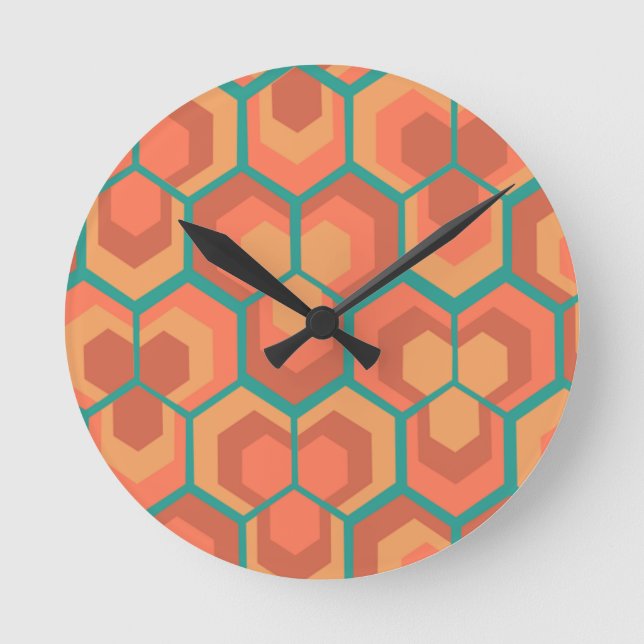 Hexagons Flowers  Rund Klocka (Framsida)