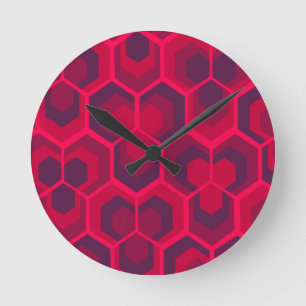 Hexagons Flowers Rund Klocka