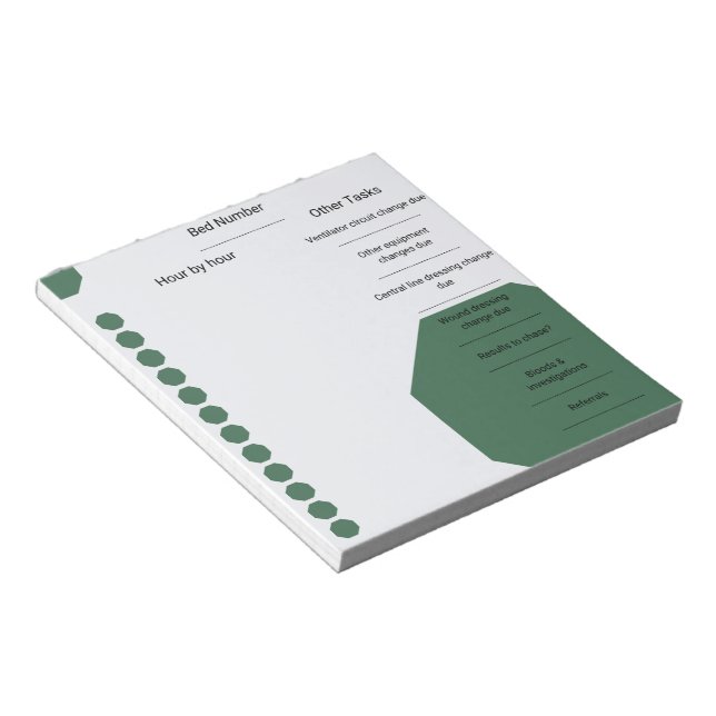 Hexagons för Grönt av sjuksköterskeskift Anteckningsblock (Vinklad)