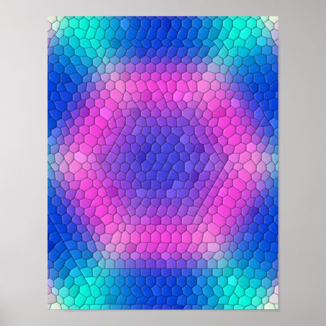  Hexagons för rosa till blå holografisk Sjöjungfru Poster (Framsidan)