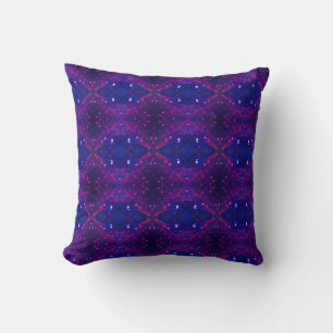 Hexagons geometriska färgrymdsdesign blå lila kudde