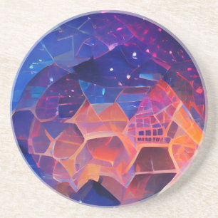 Hexagons geometriska färgrymdsdesign blå lila underlägg