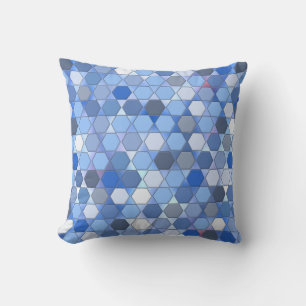 Hexagons i blå nyans kudde