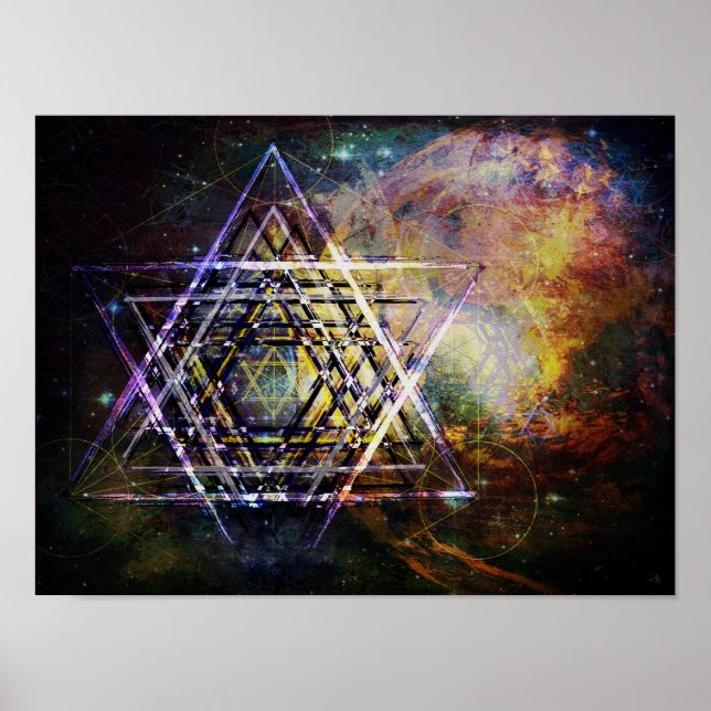 Hexagram helig geometrisymbol hexagram poster (Framsidan)