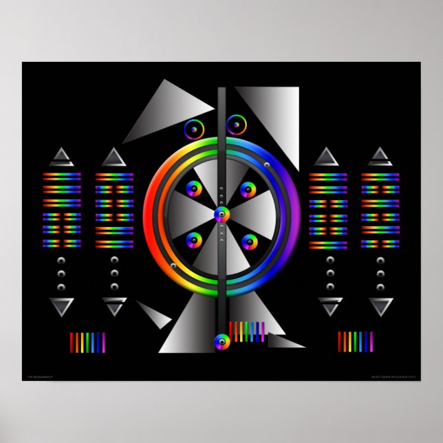 "Hexagram-Valpen" Abstrakt I Ching & Chakra Art Poster (Framsidan)