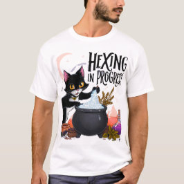 Hexing in Progress Cat T-Shirt - Witchy Black Cat