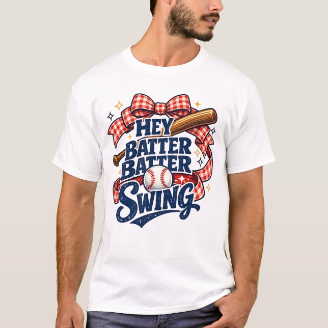 Hey Batter Batter Swing Baseball Mamma Estetik T Shirt (Framsida)