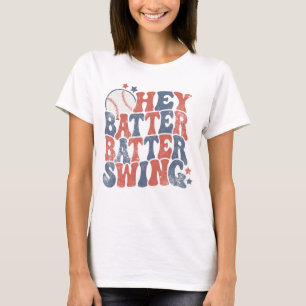 Hey Batter Batter Swing Tee, Baseball Spel T-Shirt