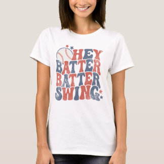 Hey Batter Batter Swing Tee, Baseball Spel T-Shirt