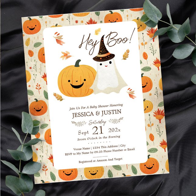 Hey Boo Baby Shower Inbjudningar Pappersark (Skapare uppladdad)