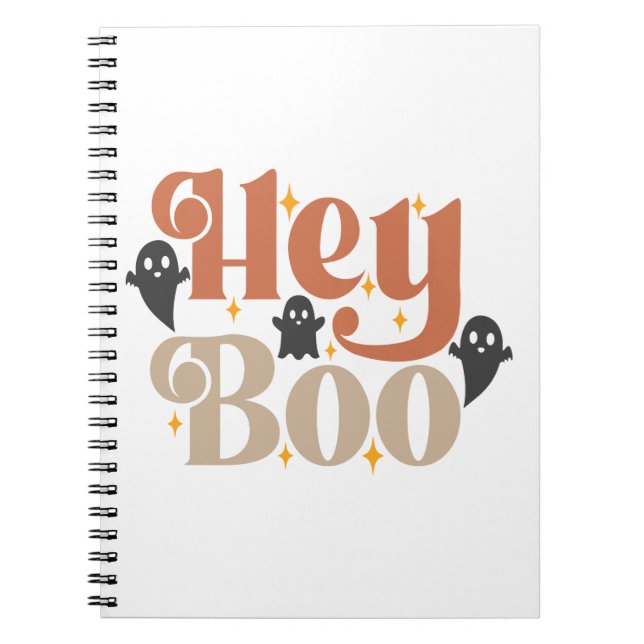 Hey Boo Boho Halloween Hey Boo Ghost Anteckningsbok (Framsidan)