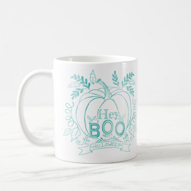Hey BOO, Halloween Collection Teal Kaffemugg (Vänster)
