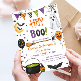 Hey Boo Halloween Groovy Spök Födelsedagsfest Inbjudningar