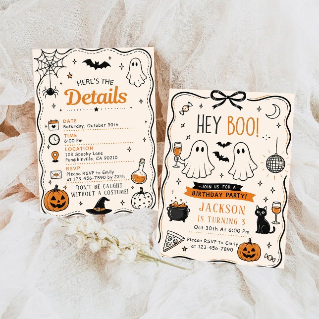 Hey Boo Halloween Spöke Födelsedagsfest Inbjudningar (Skapare uppladdad)
