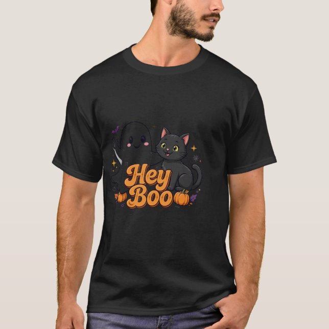 Hey Boo Halloween T-Shirt (Framsida)