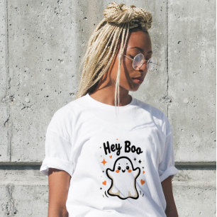 Hey Boo Rolig Halloween Spök Kvinnors T-Shirt