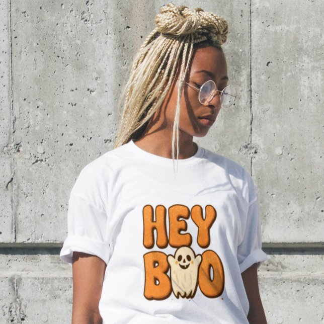 Hey Boo Rolig Halloween Spöke Dam T-Shirt  (Skapare uppladdad)