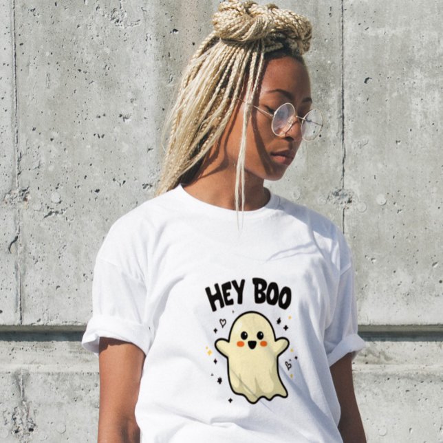 Hey Boo Rolig Halloween Spöke Dam T-Shirt  (Skapare uppladdad)