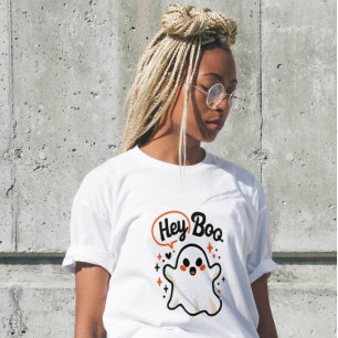 Hey Boo Rolig Halloween Spöke Kvinnors T-Shirt