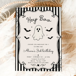 Hey Boo Svart Gingham-band Halloween Inbjudningar