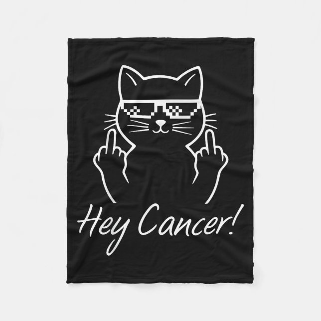 Hey Cancer Fu For Cancer Funny Cat Breast Cancer A Fleecefilt (Framsidan)