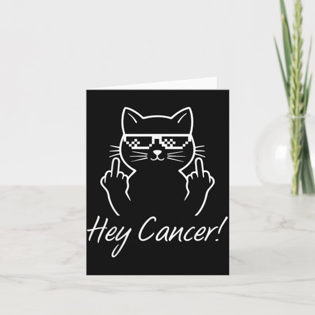 Hey Cancer Fu For Cancer Funny Cat Breast Cancer A Kort (Framsida)