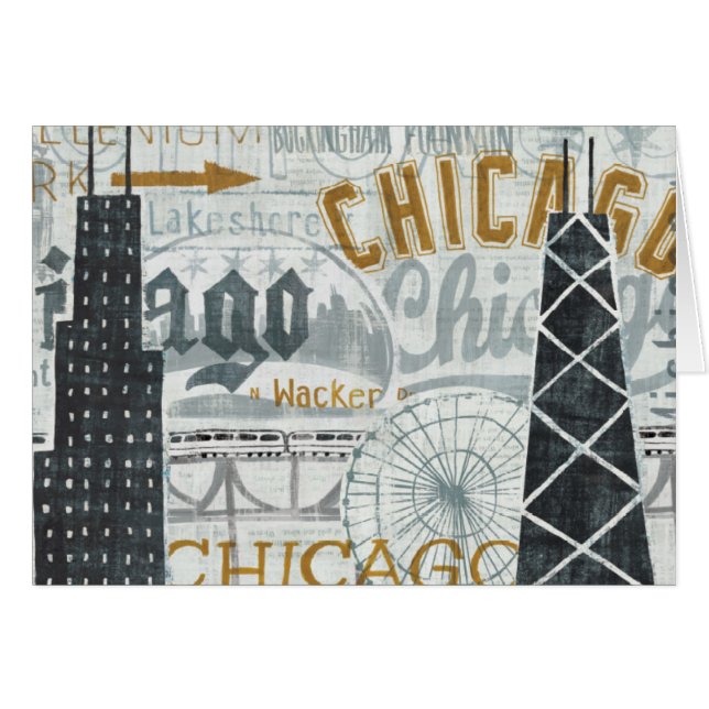 Hey Chicago vintage Hälsningskort (Framsidan Horizontal)