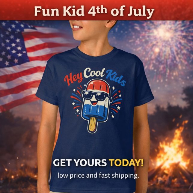 Hey Cool Kids | 4:e Juli Barn T Shirt (Skapare uppladdad)