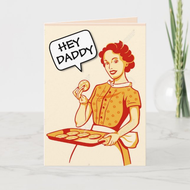 HEY DADDY RETRO FUNNY GREETING CARDS BLANK KORT (Framsida)