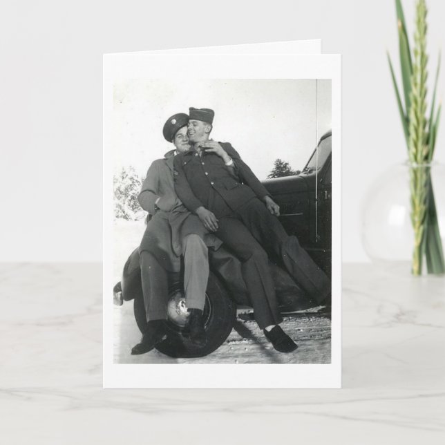 Hey där stiligt kort för bögsoldathälsning (Framsida)