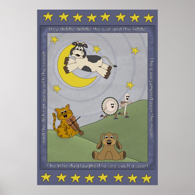Hey Diddle Diddle Barnkammarrim Barnkammarposter Poster (Framsidan)
