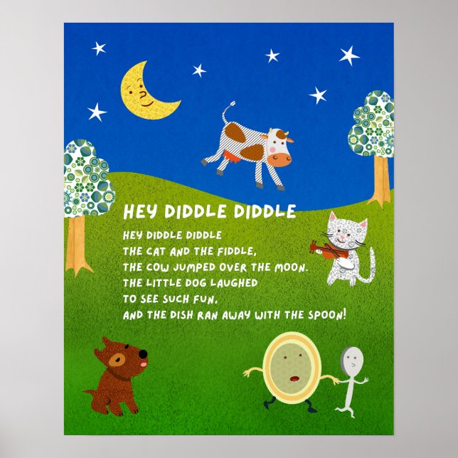 Hey Diddle Diddle Nursery Rhyme Classroom Poster (Framsidan)