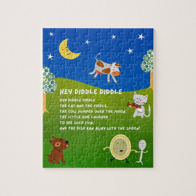 Hey Diddle Diddle Nursery Rhyme Puzzle Pussel (Vertikal)