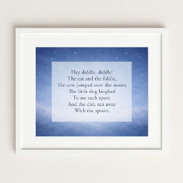 Hey Diddle Diddle Nursery Rim Natthimlen Tryck