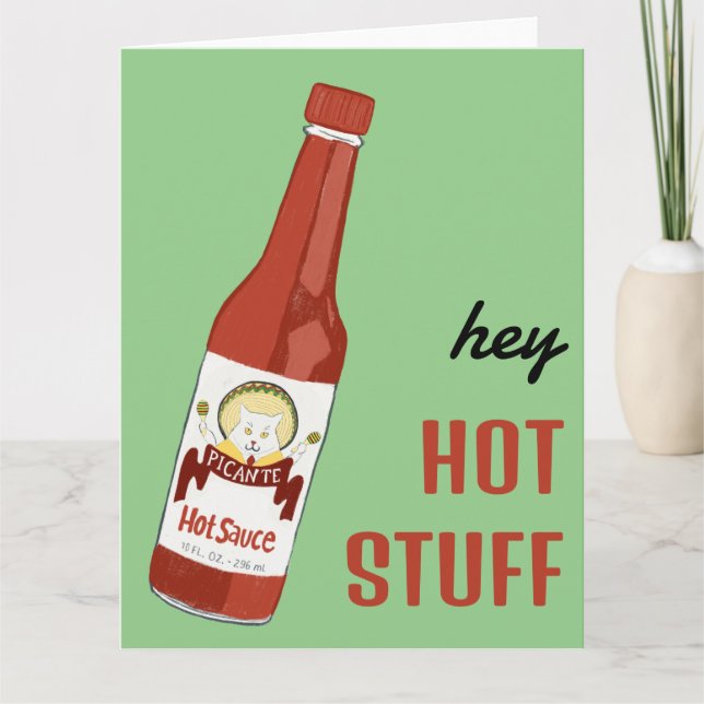 HEY HETT SAKER Spicy Hett Sauce Cat Maracas Kärlek Kort (Framsida)