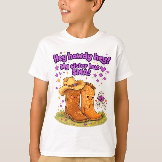Hey Howdy Hey! Min syster har SMA! T-shirt (Framsida)