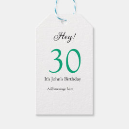Hey it's 30th birthday green black bold letter nam presentetikett