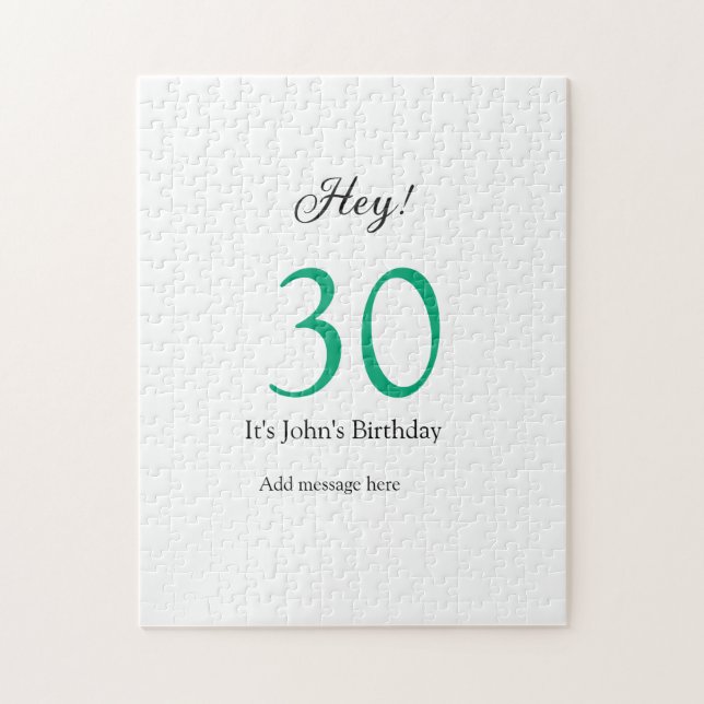 Hey it's 30th birthday green black bold letter nam pussel (Vertikal)