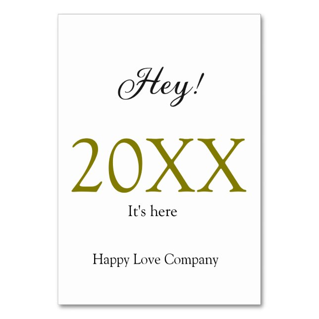 Hey it's new year add year gold black simple. Mini Bordsnummer (Framsidan)