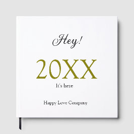 Hey it's new year add year gold black simple. Mini Gästböcker